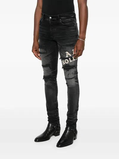 Amiri Hollywood Repaired Jean Distressed Skinny Jeans In Black