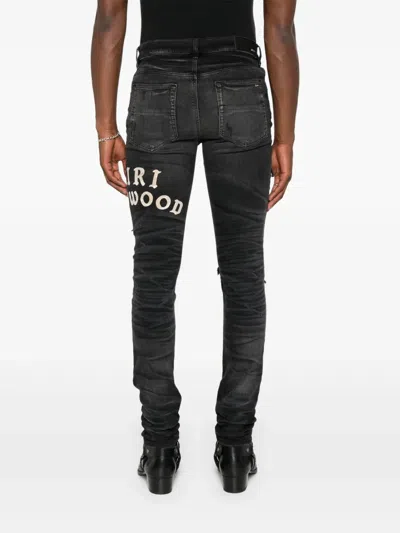 Amiri Hollywood Repaired Jean Distressed Skinny Jeans In Black