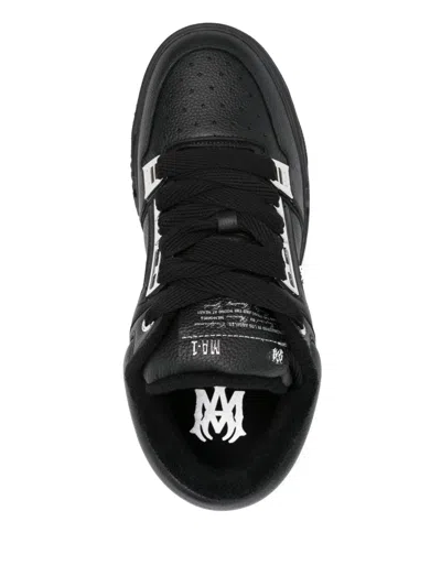 Amiri Men Black Sneakers With Logo Patch On The Side And Logo Lettering On The Rear In Leather Man In Black