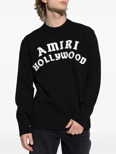Amiri Hollywood Crew Neck Sweater In Black