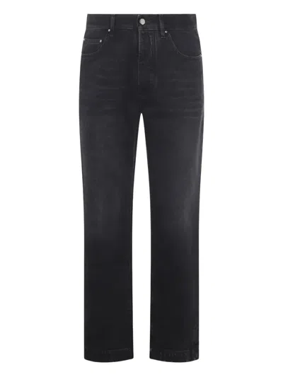 Amiri Straight Trousers With Five Pockets And Belt Loops In Blue