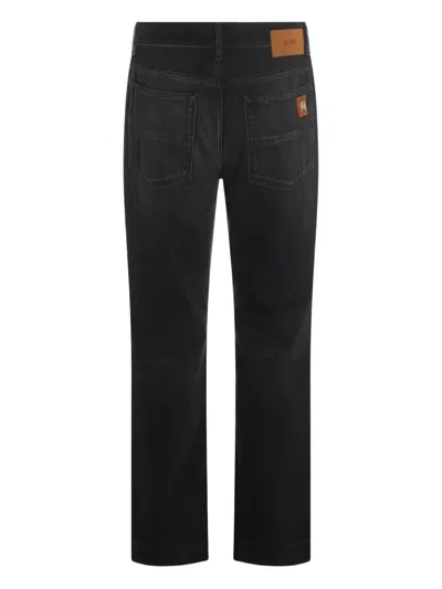 Amiri Straight Trousers With Five Pockets And Belt Loops In Blue