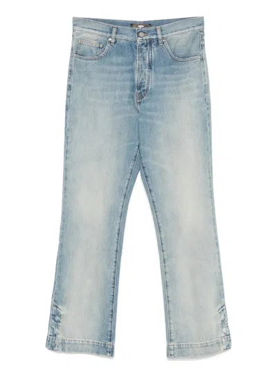 Amiri Straight Trousers With Five Pockets And Belt Loops In Blue