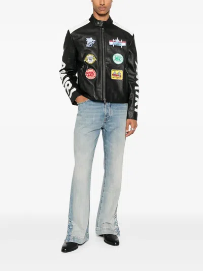 Amiri Straight Trousers With Five Pockets And Belt Loops In Blue