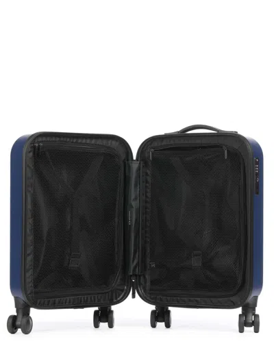 Armani Exchange Logo-embossed Ribbed Luggage In Blue