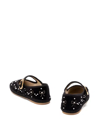 Valentino Endouce Embellished Grosgrain-trimmed Velvet Mary Jane Ballet Flats
