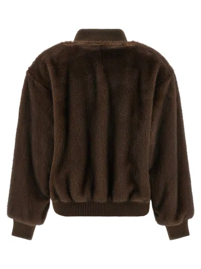 P.a.r.o.s.h P. A.r. O.s. H. Faux Fur Bomber Jacket In Brown