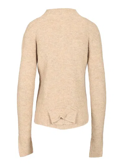 Rick Owens Headon Double Lupetto In Alpaca Soft Knitwear Beige In Neutral