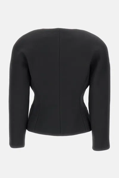 Jacquemus Tailored Blazer Peplum Structured Shoulders In Black