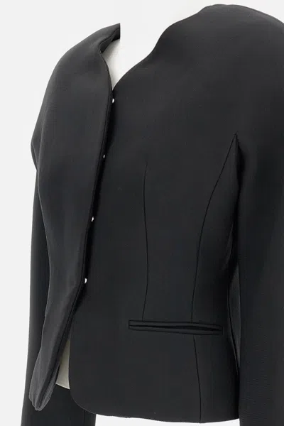 Jacquemus Tailored Blazer Peplum Structured Shoulders In Black