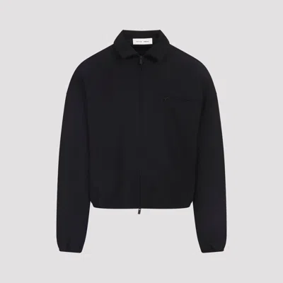 Essentials Bonded Canvas Zip-up Overshirt In Black