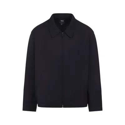 Y-3 Black Wool-blend Jacket With Pointed Collar And Two-way Zip Closure In Black