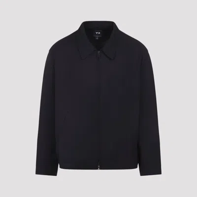 Y-3 Black Wool-blend Jacket With Pointed Collar And Two-way Zip Closure In Black