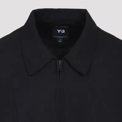 Y-3 Black Wool-blend Jacket With Pointed Collar And Two-way Zip Closure In Black