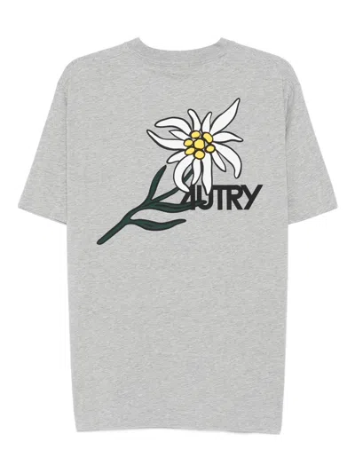Autry Edelweiss Crew-neck Flower-print T-shirt In Gray