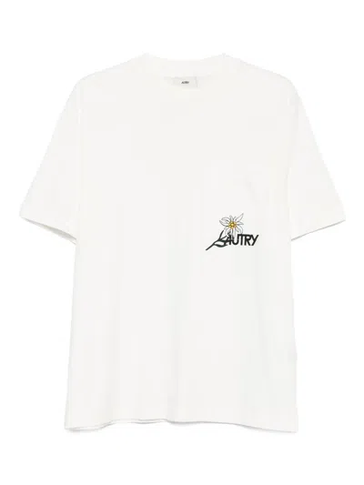 Autry Pocket Crewneck Graphic Print T-shirt In White