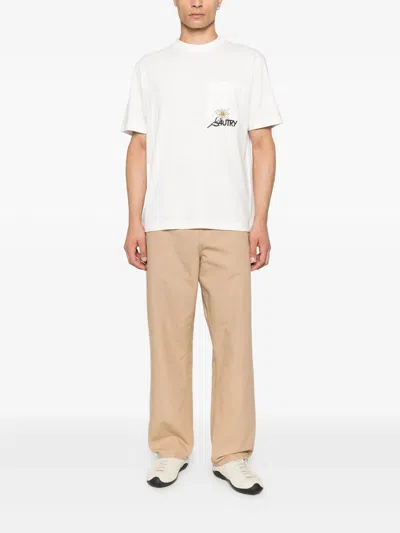 Autry Pocket Crewneck Graphic Print T-shirt In White