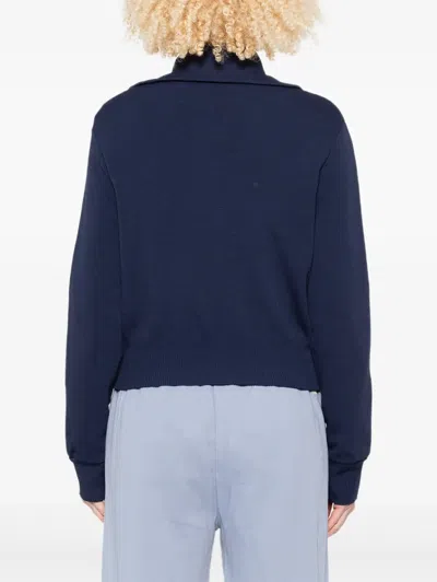 Autry Viscose Blend Zippered Sweatshirt Sweatshirts Blue In Blue