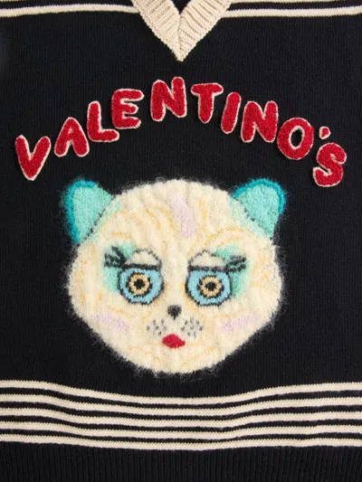 Valentino Virgin Wool Le Chat De La Maison Sweater Vest