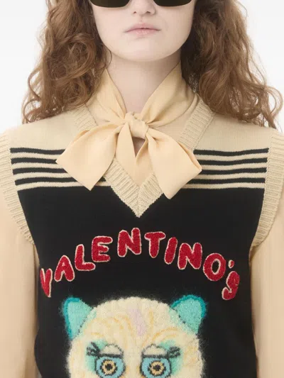 Valentino Virgin Wool Le Chat De La Maison Sweater Vest