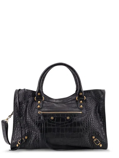 Balenciaga Medium Le City Crocodile-embossed Top-handle Tote Bag