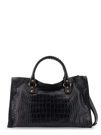 Balenciaga Medium Le City Crocodile-embossed Top-handle Tote Bag