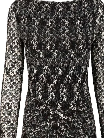 Missoni Long Double Layer Boat Neck Dress Dresses Multicolor In Black