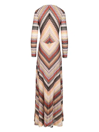 Missoni Long Maxi Dress V Neck Dresses Multicolor In Multi