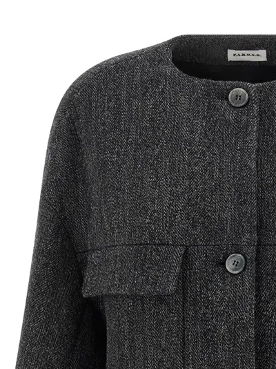 P.a.r.o.s.h Button-fastening Patch-pocket Jacket In Gray