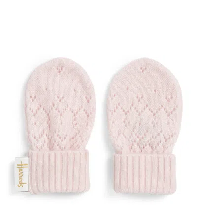 Harrods Cashmere Mittens In Pink