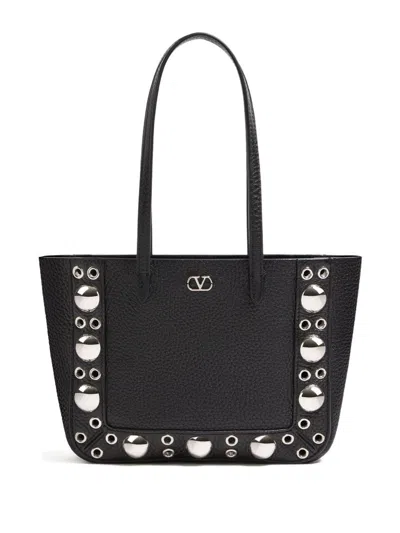 Valentino Nellcote Mini Shopping Tote Bag In Leather In Black