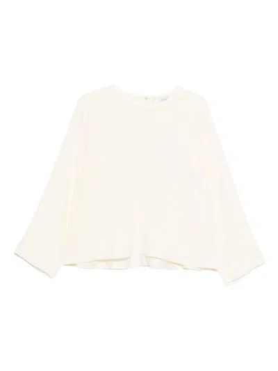 Forte Forte Relaxed Fit Long Sleeve Satin Top In White