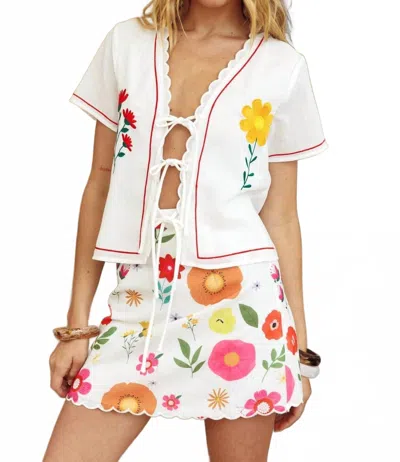 One And Only Collective Lenore Mini Skirt In White Multi In Multi