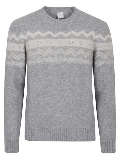 Eleventy Heathered Grey Crew-neck Cashmere Blend Sweater In Gray