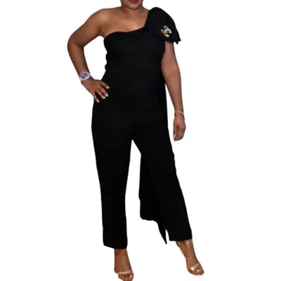 The Moon Extra Bowness Jumpsuit In Black In Black