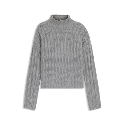 Hugo Boss Knitted Sweater With Ribbed Structure In Gray