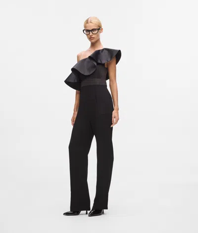 Karl Lagerfeld One-shoulder Jumpsuit In Black