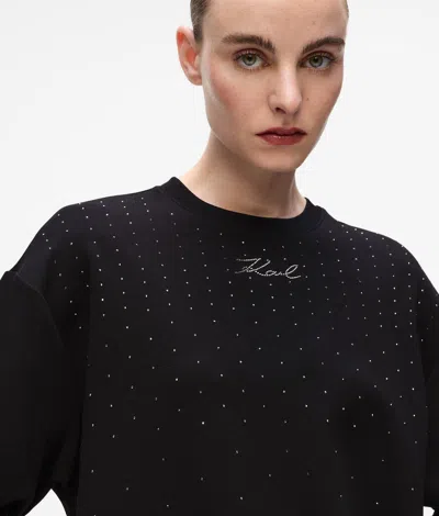 Karl Lagerfeld Rhinestone-embellished Sweatshirt In Black