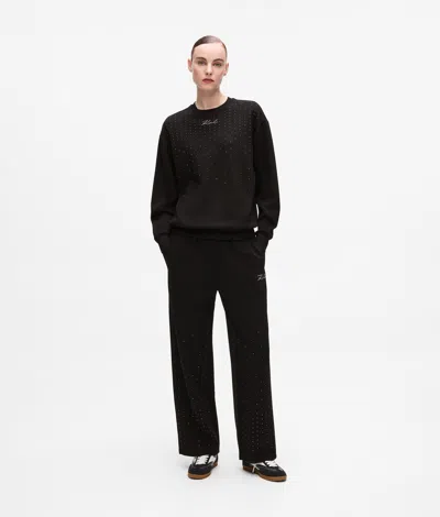 Karl Lagerfeld Rhinestone-embellished Sweatshirt In Black