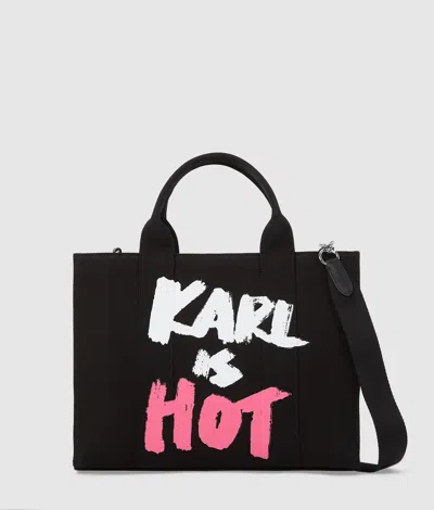 Karl Lagerfeld Medium Karl Is Hot Tote Bag In Black