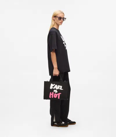 Karl Lagerfeld Medium Karl Is Hot Tote Bag In Black