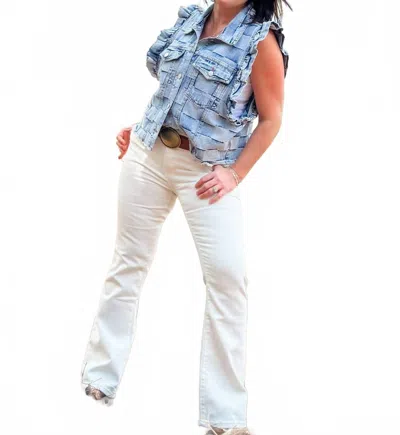 Petra153 Mid Rise Stretch Classic Bootcut Jeans In White In White