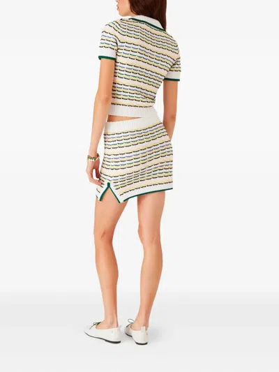 Casablanca Wool Skirt With Ribbed Hem And Side Vents In White