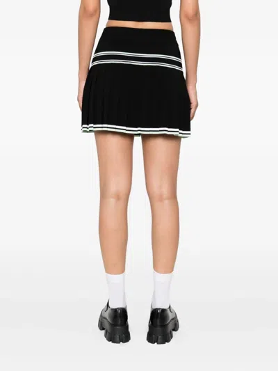 Casablanca Stripe Pleated Skirt In Black