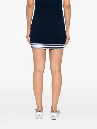 Casablanca Wool Skirt With Stripe Detail And Elastic Waist In Blue