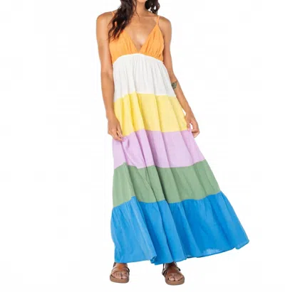 Roxy Honolulu Glow Colorblock Tiered Maxi Dress In Multi