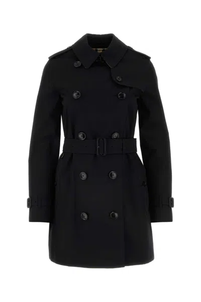 Burberry Double Breasted Belted-waist Coat In Black