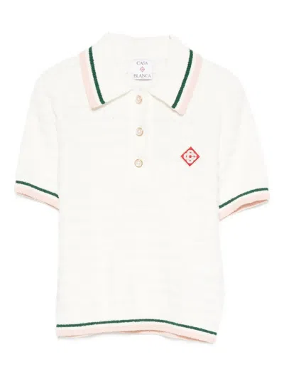 Casablanca Cotton Bouclé Polo Shirt In White