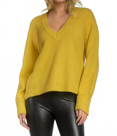 Elan Timeless V-neck Sweater In Gold In Yellow
