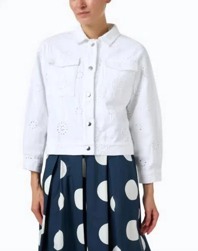 Elliott Lauren Button Front Jacket With Eyelet In White In White